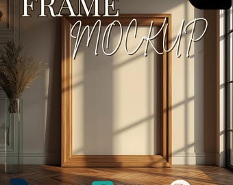 Wood Frame Mockup PSD – Vertical DIN A Poster Mockup Leaning Against Wall | Smart Object + JPEG