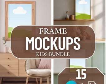Kids Room Wall Art Mockup Bundle: Canva Frames & JPEG Mockups (Digital Download)