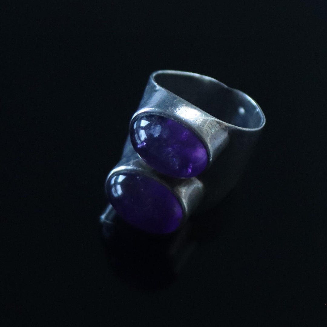 Vintage Estate Contemporary Sterling Silver Double Amethyst Statement ...