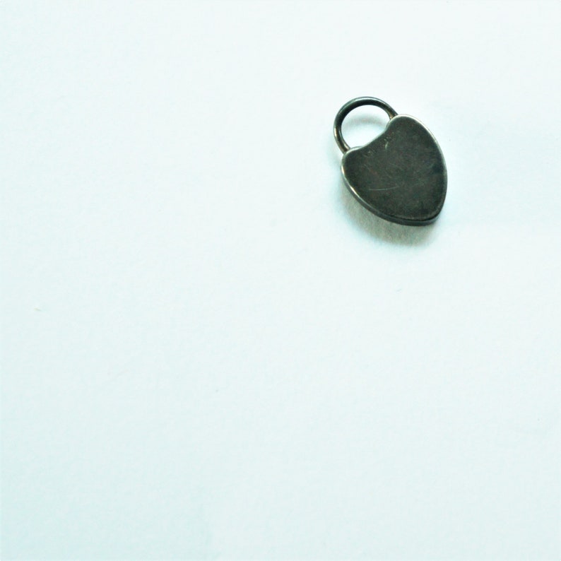 Antique Art Nouveau Sterling Silver Heart Lock Charm no key c1910