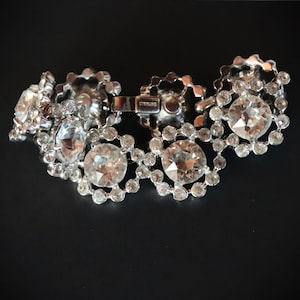 Vintage vroege Eisenberg origineel ondertekende sterling zilveren strass statement armband