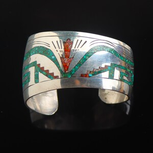 Heavy! Vintage Native American Navajo Sterling Silver Turquoise Sunset Yei Turquoise Bracelet Heavy! Vintage Native American Navajo Sterling Silver Turquoise Sunset Yei Turquoise Bracelet