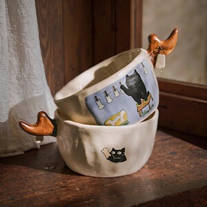 Handmade Ceramic Mug, Handle Cup, Tea and Breakfast Cup, Cat lover gift, College Gift, Microwave and Dishwasher Safe.