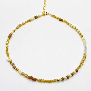 Cream Bead Necklace, Beaded Necklace, Beaded Choker, Choker, Seed Bead Necklace, Glass Bead Mix, Heart, Summer, Beach - FREE SHIPPING