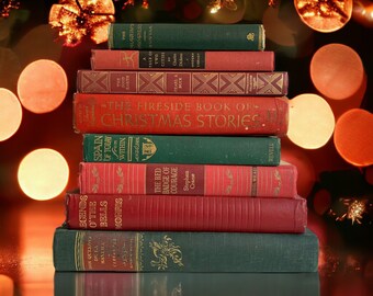 Christmas Colored Books Red and Green Instant Library Collection Decorative Books Photography Props Christmas books
