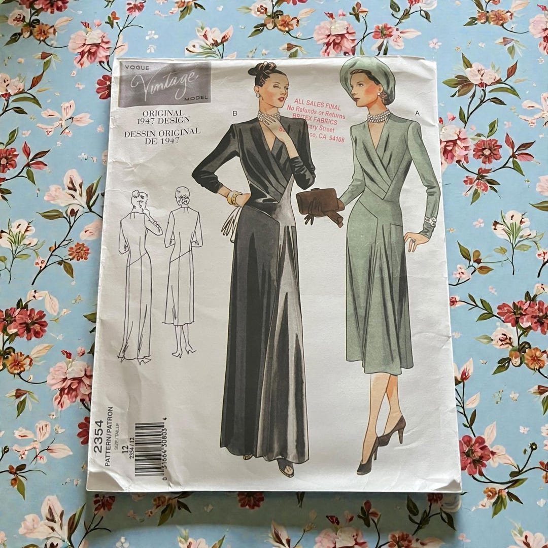 V1947 Pattern Vintage 1947 Vogue Dress Sewing Pattern 2354 Unused, Uncut FF - Etsy