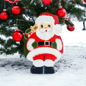 Vintage Santa wooden hand painted  8.5” adorable Christmas decor