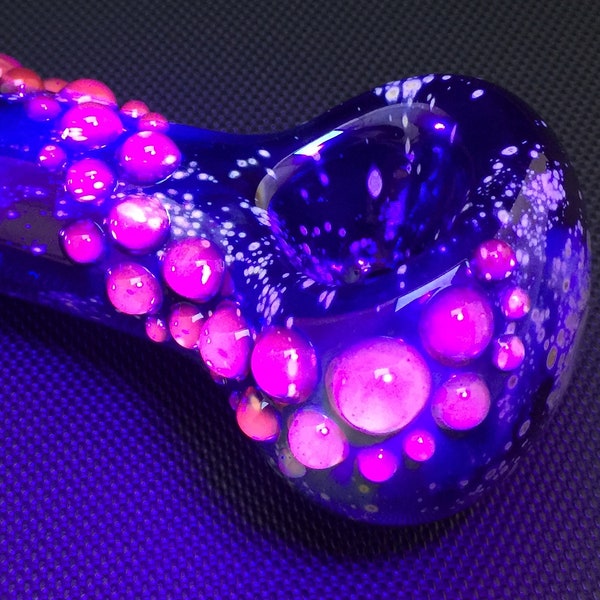 Hand Blown Glass Pipe, Galaxy Pipe, Spoon Pipe, Tobacco Pipe, UV Reactive, Pipes For Smoking, Smoking Bowl, Heady Pipe, Glass Smoking Pipe