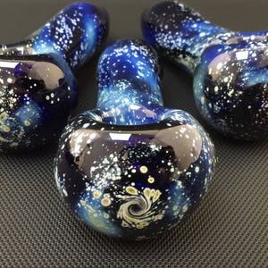 Hand Blown Glass Pipe, Galaxy Pipe, Spoon Pipe, Tobacco Pipe, Blue Pipe, Pipes For Smoking, Smoking Bowl, Heady Pipe, Glass Smoking Pipe image 1