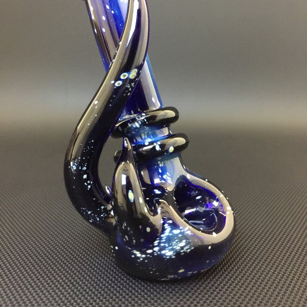 Galaxy Glass Pipe // Hand Blown Cobalt Space Spoon w/ Horn // Standing // Free Shipping