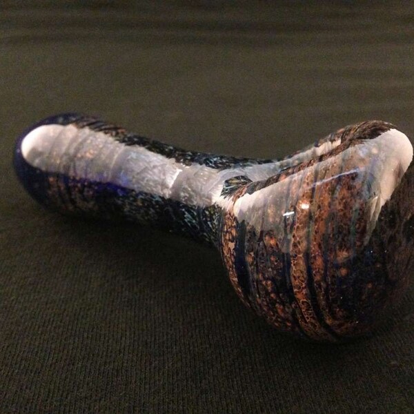Apprentice Cobalt Glass Color Splash Wrap Tobacco Spoon Pipe // Free Shipping