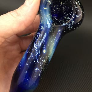 Hand Blown Glass Pipe, Galaxy Pipe, Spoon Pipe, Tobacco Pipe, Blue Pipe, Pipes For Smoking, Smoking Bowl, Heady Pipe, Glass Smoking Pipe image 8