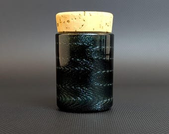Green Sparkle Striped Glass Mini Pocket Jar with Airtight Cork