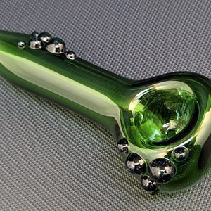 Glass Pipe // Green Glass // Blue Stardust Sparkle Accents