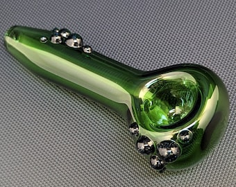 Glass Pipe // Green Glass // Blue Stardust Sparkle Accents