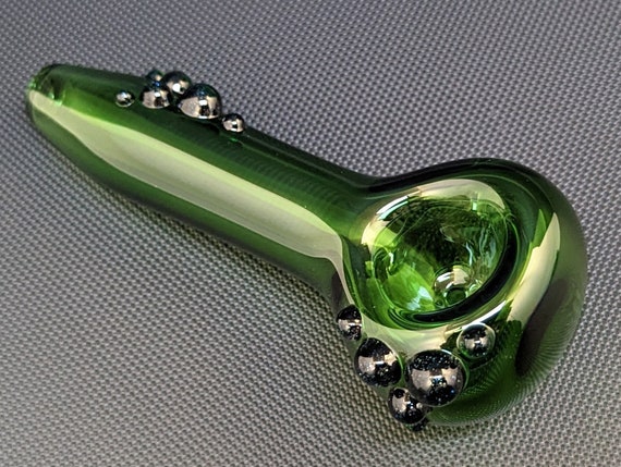 Glass Pipe // Green Glass // Blue Stardust Sparkle Accents