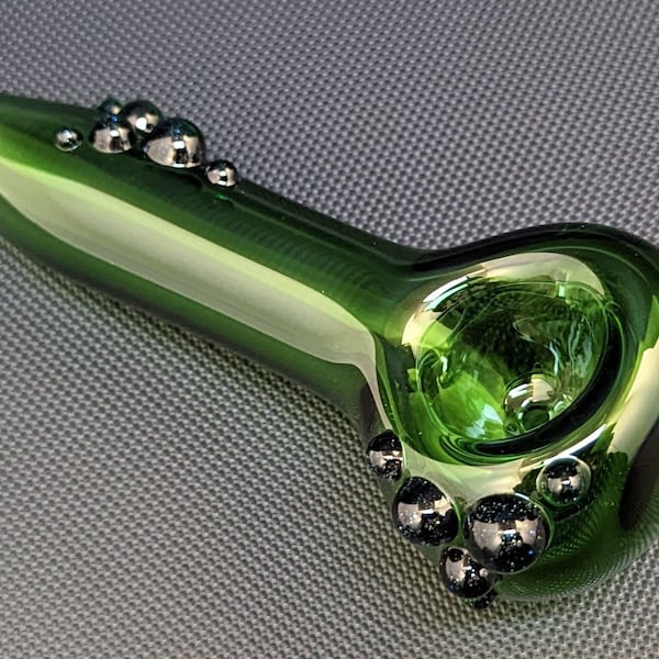 Glass Pipe // Green Glass // Blue Stardust Sparkle Accents