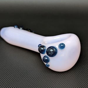 Pink Glass Pipe // Blue Stardust Sparkle Accents // Pocket Pipe