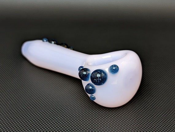 Pink Glass Pipe // Blue Stardust Sparkle Accents // Pocket Pipe