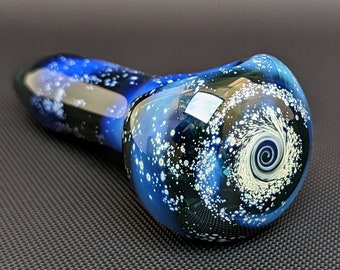 Hand Blown Glass Pipe, Galaxy Pipe, Tobacco Pipe, Blue Pipe