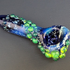 Hand Blown Glass Pipe, Galaxy Pipe, Cobalt Tobacco Pipe, Slyme Trail