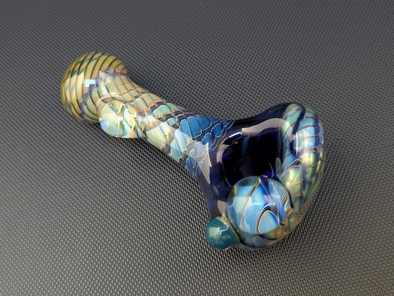 Vortex Glass Pipe // Cobalt // Silver and Gold Fuming