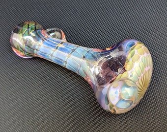 Purple Glass Pipe //  Pattern  // Color Changing // Silver and Gold Fuming // Wrap and Rake