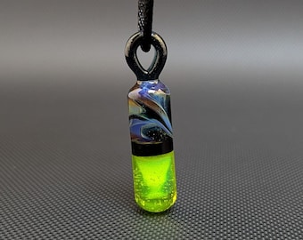 Glass Pendant, Lokis Chaos Sparkle and Slyme, Blue Stardust Loop