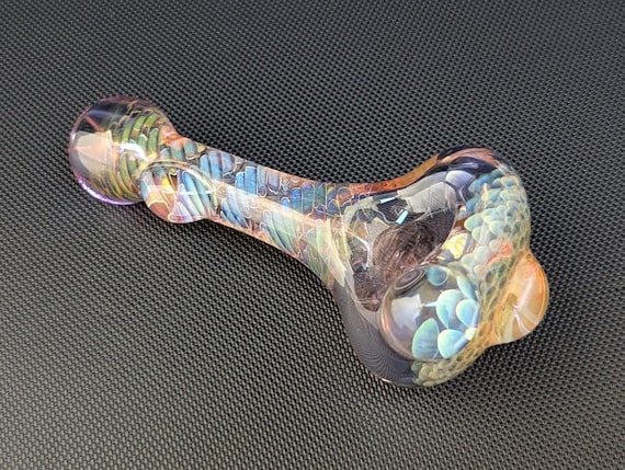 Color Changing Purple Glass Silver and Gold Fuming Honeycomb and Wrap and Rake