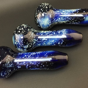 Hand Blown Glass Pipe, Galaxy Pipe, Spoon Pipe, Tobacco Pipe, Blue Pipe, Pipes For Smoking, Smoking Bowl, Heady Pipe, Glass Smoking Pipe image 6