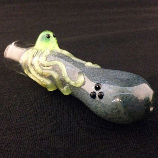 Half Price Sale Glass Pipe Deep Sea Blue Color Encasement with Slyme Octopus Tobacco Chillum Pipe // Free Shipping