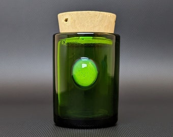 Glass Jar  // Pocket Jar // Green Glass // Airtight Cork // Slyme Accent // Mini Jar