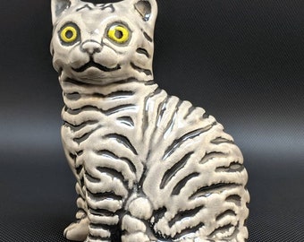 Ceramic Cat Pipe // Grey and Black Glass Glaze // Kitty