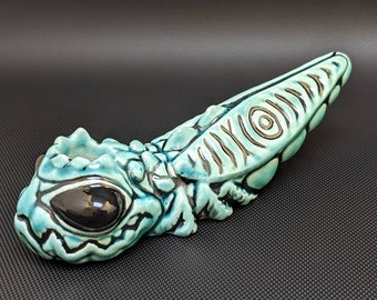 Ceramic Bug Pipe - Handmade Green Pipe - Gifts For Him - Glass Glazed