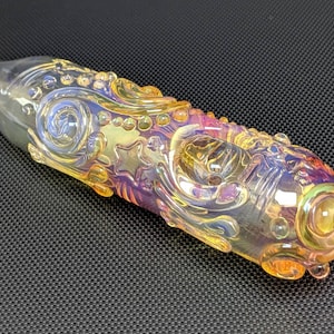 Glass Pipe // Swirls and Stars // Silver and Gold Fuming // Color Changing // Made to Order