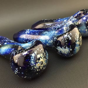 Hand Blown Glass Pipe, Galaxy Pipe, Spoon Pipe, Tobacco Pipe, Blue Pipe, Pipes For Smoking, Smoking Bowl, Heady Pipe, Glass Smoking Pipe image 3