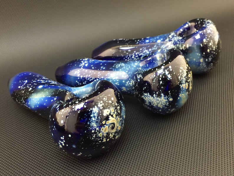 Hand Blown Glass Pipe, Galaxy Pipe, Spoon Pipe, Tobacco Pipe, Blue Pipe, Pipes For Smoking, Smoking Bowl, Heady Pipe, Glass Smoking Pipe image 3
