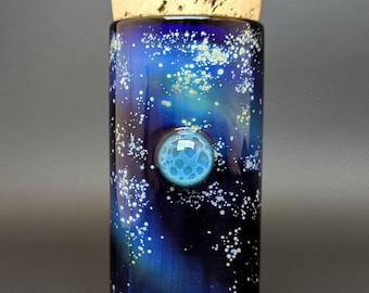 Frasco de vidrio Galaxy // Cobalto // Humo de plata // Mármol lunar // Corcho hermético // Noche estrellada // Frasco espacial