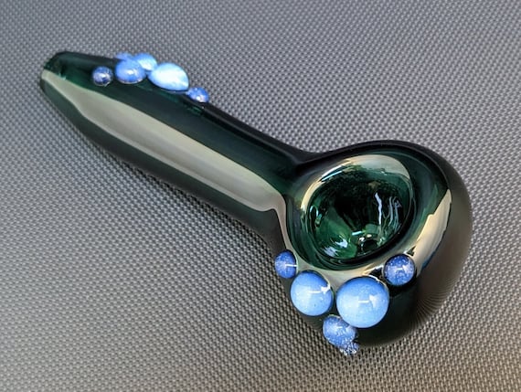 Glass Pipe // Teal Glass // Moonstone Accents
