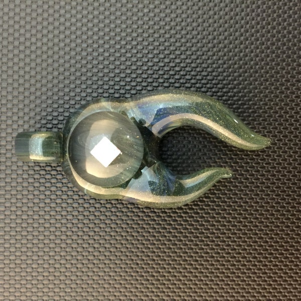 Glass Pendant // Hand Blown Alien Tech // White Fire Opal