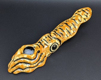 Ceramic Squid Pipe - Handmade Orange Pipe - Glass Glazed Smoking Pipe - Gifts For Him