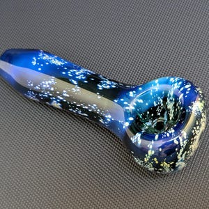 Hand Blown Glass Pipe, Galaxy Pipe, Tobacco Pipe, Blue Pipe