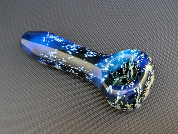 Hand Blown Glass Pipe, Galaxy Pipe, Tobacco Pipe, Blue Pipe