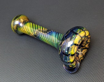 Glass Pipe // Chillum // Silver and Gold Fuming // Wrap and Rake // Chillum Pipe