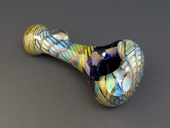 Vortex Glass Pipe // Cobalt // Silver and Gold Fuming