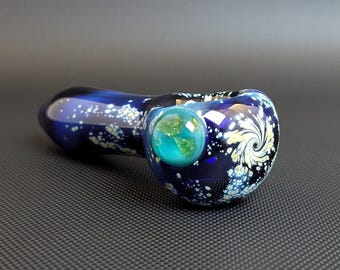 Galaxy Glass Pipe // Mini Pipe // Cobalt // Earth Marble // Starry Night
