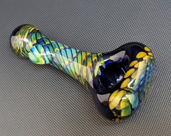 Honeycomb Glass Pipe // Silver and Gold Fuming // Wrap and Rake