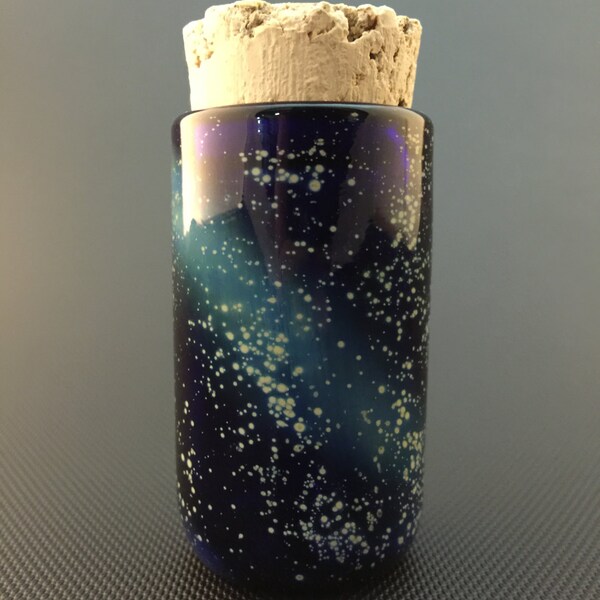 Galaxy Glass Jar // Airtight Silver Fumed Cobalt Cork Jar