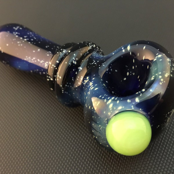 Galaxy Glass Pipe // Hand Blown Cobalt Space Spoon // Slyme Planet