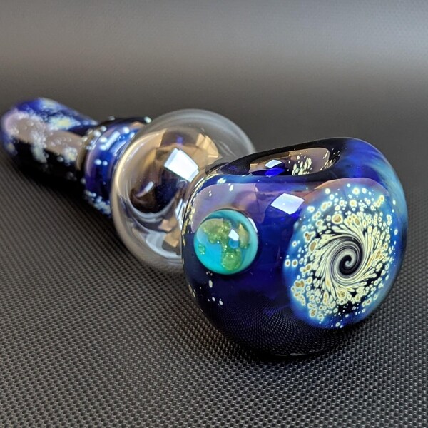 Galaxy Glass Pipe // Clear Bubble Window // Earth Marble // Silver Fuming
